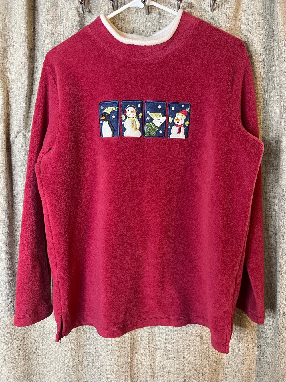 Croft and Barrow Sport Vintage Fleece Christmas Mock Neck Sweater Size Medium
